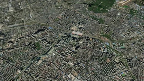 Satellite Shenyang map background loop. Spinning around China city air foot.. Vidéo 260235476