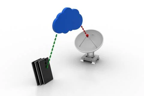Satellite signal through cloud to  smart phone Free Stock Illustration