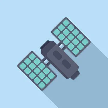 Satellite solar panel icon flat vector. Space power charge Stock Illustration