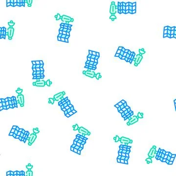 Satellite with solar panel vector seamless pattern 스톡 일러스트