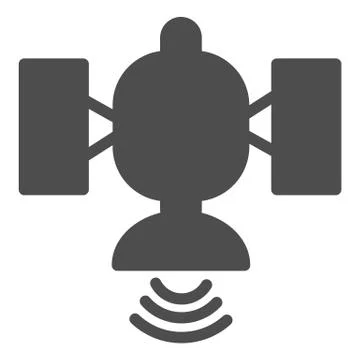 Satellite solid icon. Broadcasting vector illustration isolated on white. Global Illustrazione stock