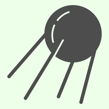 Satellite solid icon. Outer space sputnik with round shadow glyph style Stock Illustration