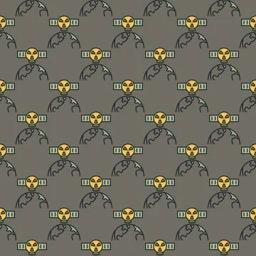 Satellite with Space Based Nuclear Weapon vector colored seamless pattern イラスト素材