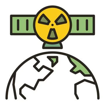 Satellite with Space Based Nuclear Weapon vector colored icon or symbol Stock Illustration