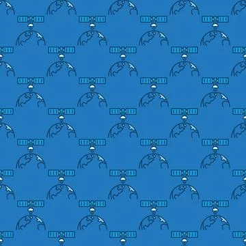 Satellite in Space with Earth vector blue seamless pattern Stockillustratie