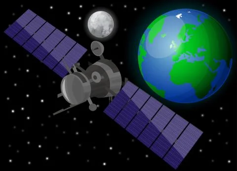 Satellite in space Stock Illustration