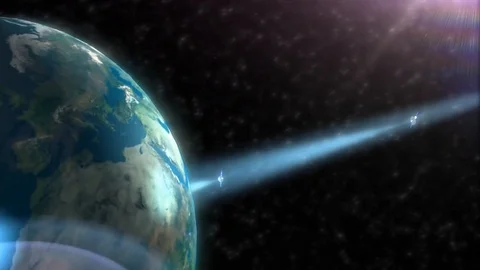 Satellite space orbit earth globe Stock Footage 91022491