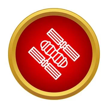 Satellite space station icon on red circle Stock Illustration