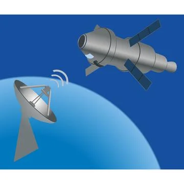 Satellite space system in space. Vector illustration. Stock Illustration