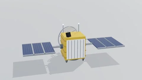 Satellite space tech 3d loop white background 3D animation seamless loop Stock Footage 341851517