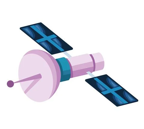 Satellite spatial broadcast isolated icon Stock Illustration