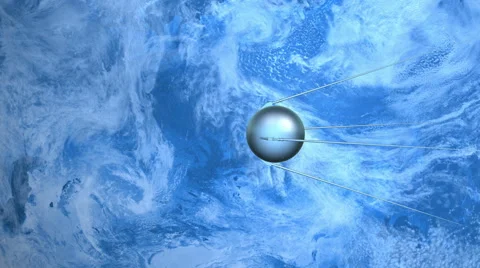 Satellite Sputnik flies over the surface of the planet Earth Stock Footage 45617215