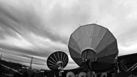 Satellite Station Monochrome Timelapse Clouds Sky City 스톡 동영상 339970807