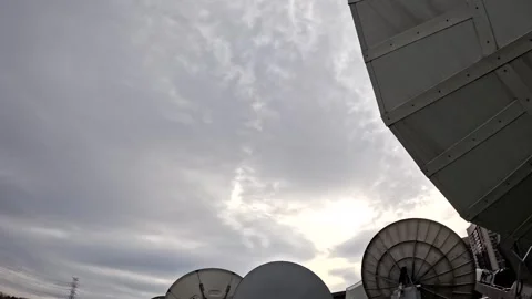 Satellite Station Tower Clouds Sky City Stock Footage 339970721
