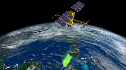 Satellite. Surface scanning. Information from Earth. Stock Footage 237690879