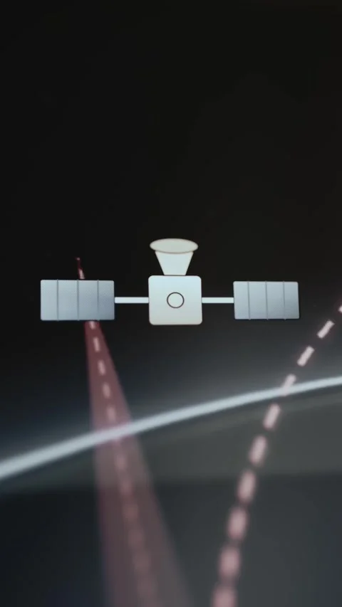 Satellite Surveillance Icon On Dark Tracking Screen 4K Stock Footage 341325190