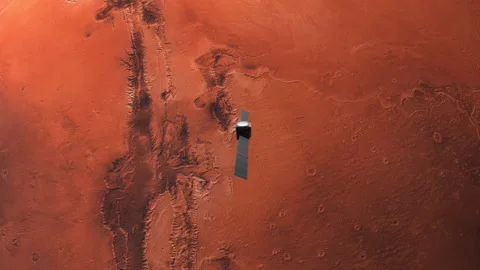 Satellite surveying surface of Mars Stock Footage 167621594