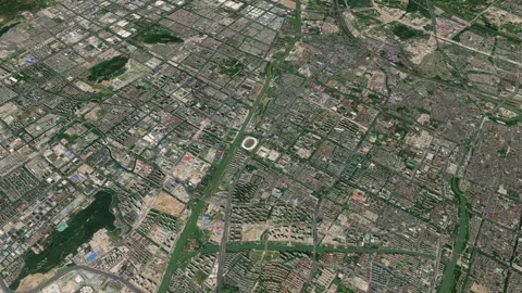 Satellite Suzhou map background loop. Spinning around China city air footag.. Stock Footage 260301244