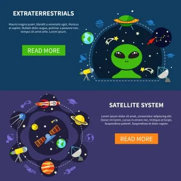 Satellite System Banners Set Stock Illustration