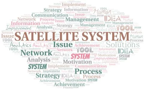 Satellite System typography vector word cloud. Stock Illustration