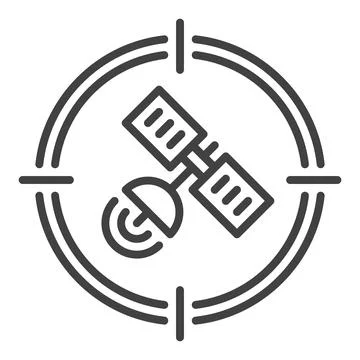 Satellite in Target vector Aim concept outline icon or sign Stock Illustration