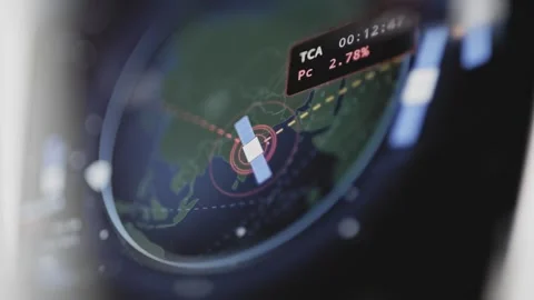 Satellite is targeted over Asia on a globe Video stock 343377867