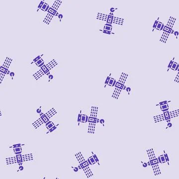 Satellite technology aeronautical engineer glyph seamless pattern 스톡 일러스트