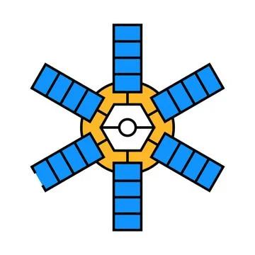 Satellite technology aeronautical engineer icon color illustration Stock Illustration