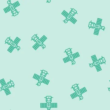 Satellite technology aeronautical engineer line seamless pattern Stock Illustration