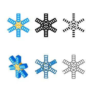 Satellite technology aeronautical engineer looks color icon vector 스톡 일러스트