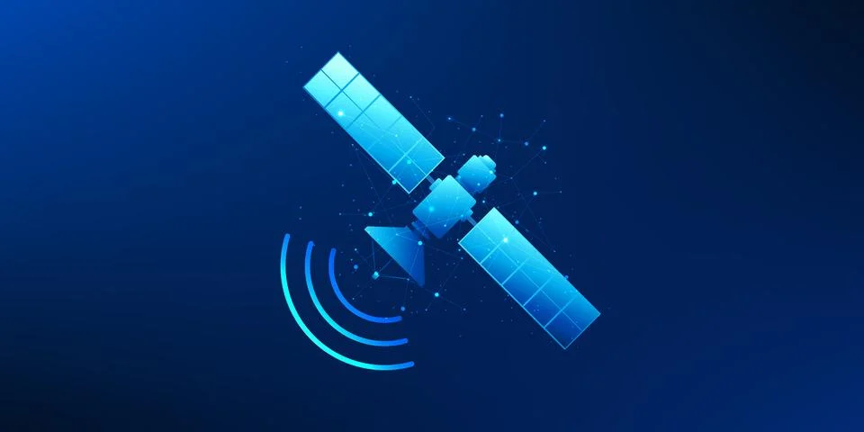 Satellite Technology Background, Space Satellite Communication Signal Trans.. 스톡 일러스트