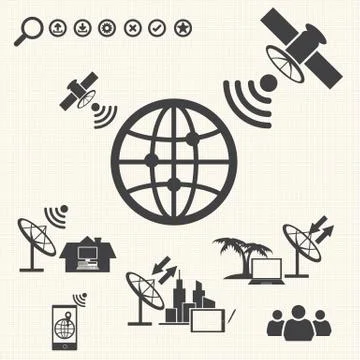 Satellite Telecommunications. vector Stock Illustration