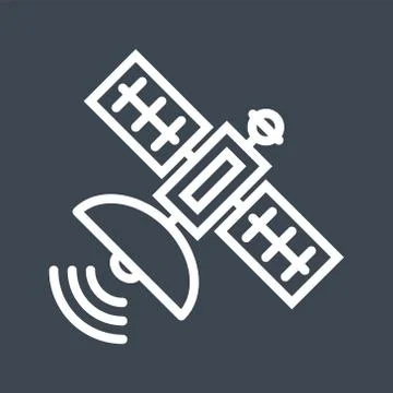 Satellite Thin Line Vector Icon Stock Illustration