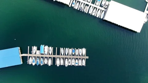 Satellite Time Lapse of Docks on the Lake - Drone Hyperlapse Stock Footage 115598652