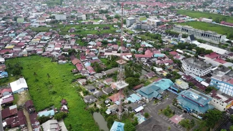 Satellite tower transmitting local television networks Stock Footage 315884377