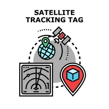 Satellite tracking global location and package delivery Stock Illustration
