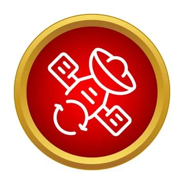 Satellite transmitting signal in space technology icon Stock Illustration