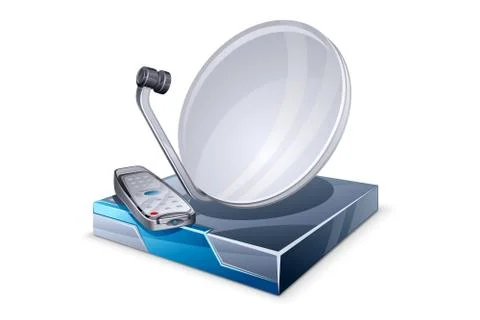 Satellite tuner with remote control Illustrazione stock