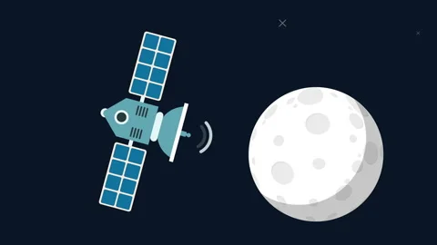 Satellite On Universe Moon. Stock Footage 219577707
