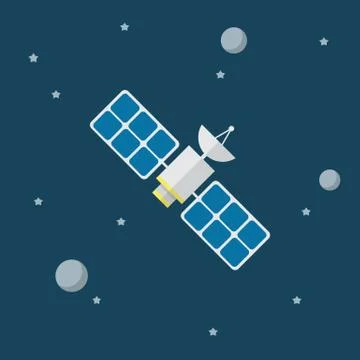 Satellite vector icon in flat style Stock Illustration