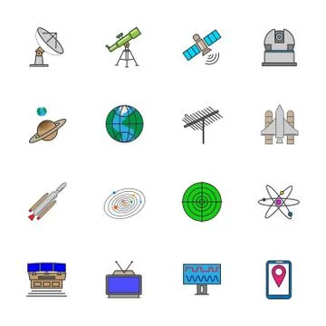 Satellite vector icon set Stock Illustration