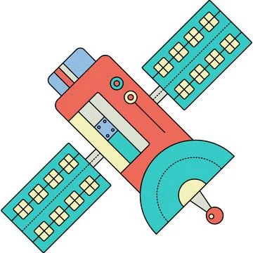 Satellite vector icon space flat antenna isolated Stock Illustration