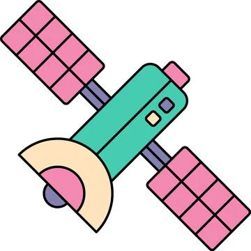 Satellite vector space station flat icon isolated Stock Illustration