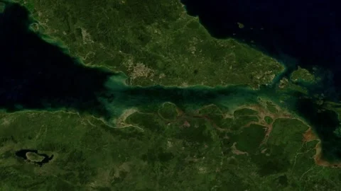 Satellite video zoom on Strait of Malacca geography and maritime route Stock-Footage 334759063