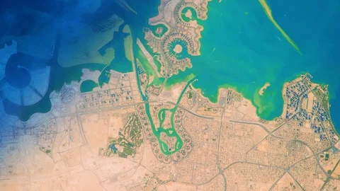 Satellite view of Doha sunrise Video stock 104165781