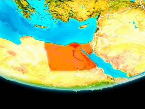 Satellite view of Egypt Stock Illustration
