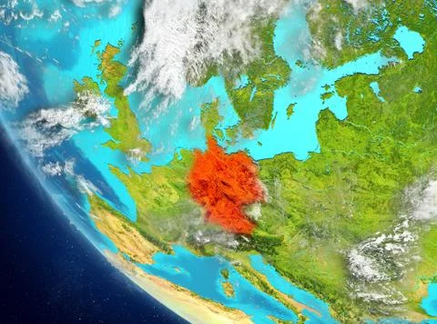 Satellite view of Germany in red Illustrazione stock