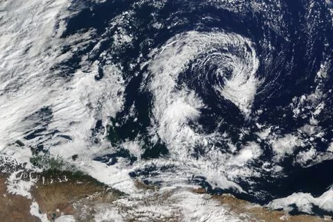 Satellite view of huge cyclone. Elements of this image furnished by NASA Stock Photos