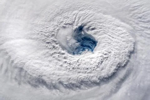 Satellite view of an hurricane. Elements of this image furnished by NASA. Stock Photos