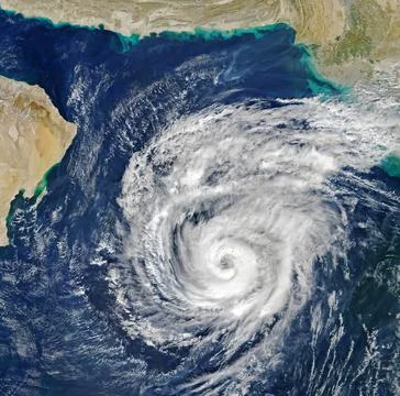 Satellite view of an hurricane. Elements of this image furnished by NASA. Foto stock